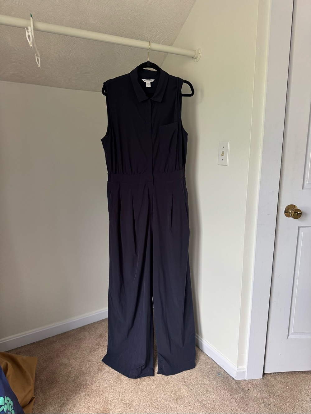 Athleta Sleeveless Collared Wide-Leg Jumpsuit - Navy Blue
